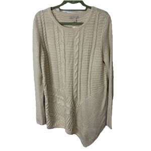 NWT Dana Buchman Women’s Large Metallic Sparkle Cable Knit Sweater Asymmetrical